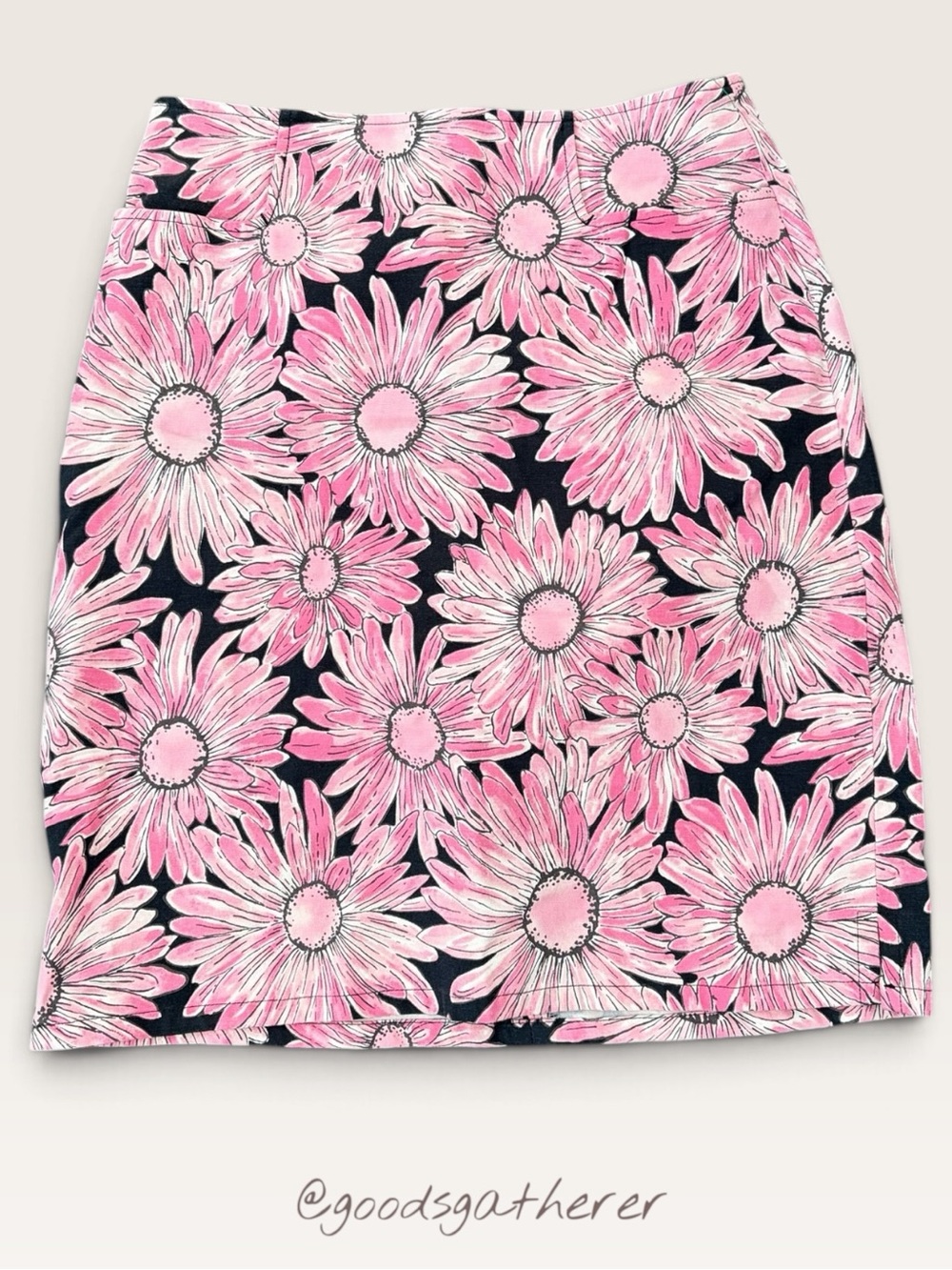Talbots Petites Pink Daisy Floral Pencil Skirt Size 4P Cotton Stretch Y2K